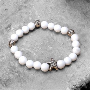 Beyaz Tozlu Ceyt Taşı Bileklik