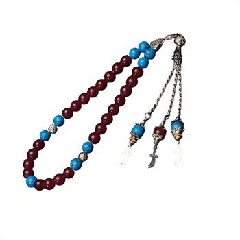 Bordo Mavi Ceyt Taşı Tesbih