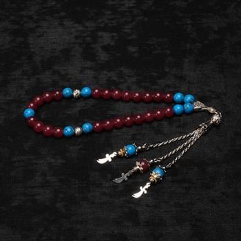 Bordo Mavi Ceyt Taşı Tesbih