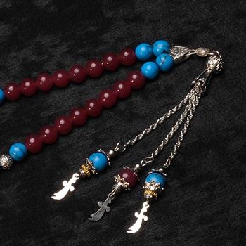 Bordo Mavi Ceyt Taşı Tesbih