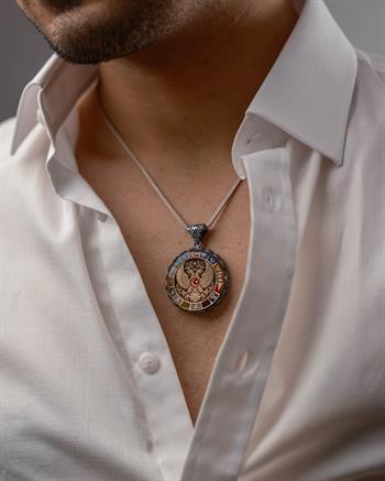 Çift Başlı Kartal ve Türk Sembolleri 925 Ayar Gümüş Kolye