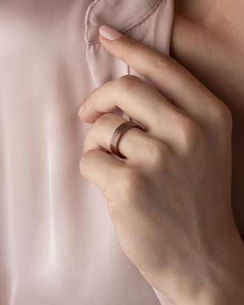 Çizgi Desenli Bakır Yüzük (5 mm)