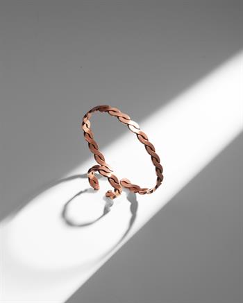 Desensiz İnce Burma Bakır Bilezik Yüzük Seti