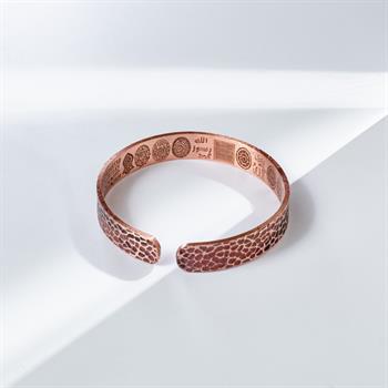 Dışı Dövme Desenli İçi Dua İşlemeli Bakır Bilezik