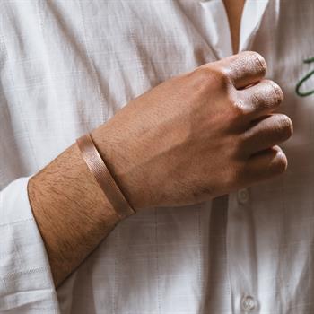 Dışı File Desenli İçi Dua İşlemeli Bakır Bilezik