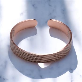 Dışı File Desenli İçi Dua İşlemeli Bakır Bilezik