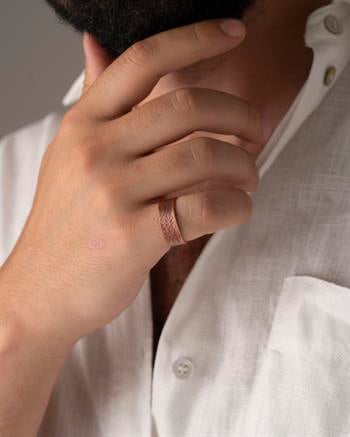 Doku Desenli Bakır Yüzük (8 mm)