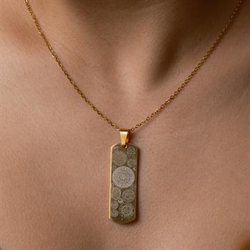 Dualı Altın Kaplama Titanyum Dikdörtgen Çelik Kolye