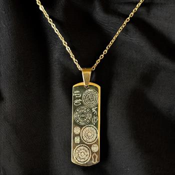 Dualı Altın Kaplama Titanyum Dikdörtgen Çelik Kolye