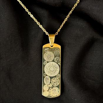 Dualı Altın Kaplama Titanyum Dikdörtgen Çelik Kolye