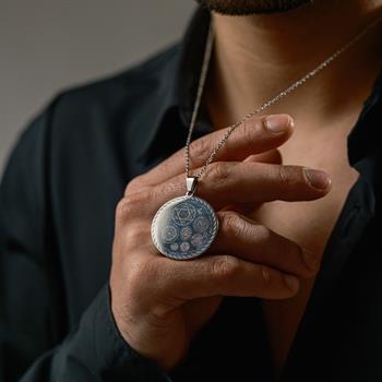 Dualı Gümüş Kaplama Yuvarlak Titanyum Çelik Kolye