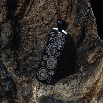 Dualı Siyah Kaplama Titanyum Dikdörtgen Çelik Kolye