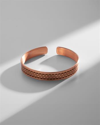 Duvar Desenli ve Dua İşlemeli Bakır Bilezik (Zeolit Taşı)