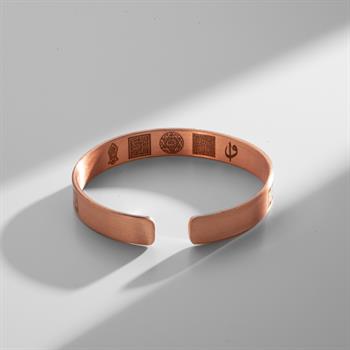 Duvar Desenli ve Dua İşlemeli Bakır Bilezik (Zeolit Taşı)