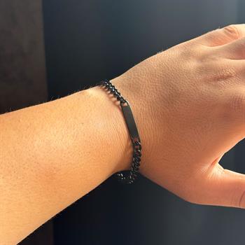 Erkek Künye Çelik Siyah Kaplama Bileklik