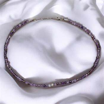 Faset Kesim Ametist Taşı Dizi Kolye