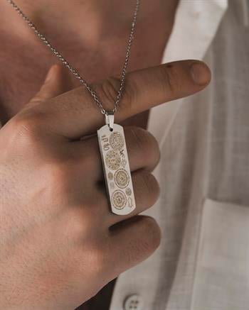 Gümüş Titanyum Kaplama Çelik Kolye Bilezik Seti