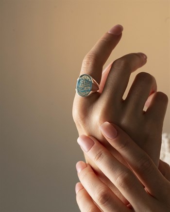 Hasbinallah Yazılı Akik Taşlı 925 Ayar Gümüş Yüzük