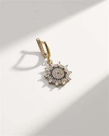 Işıltılı Güneş Zirkon Taşlı Bronz Kolye Küpe Seti