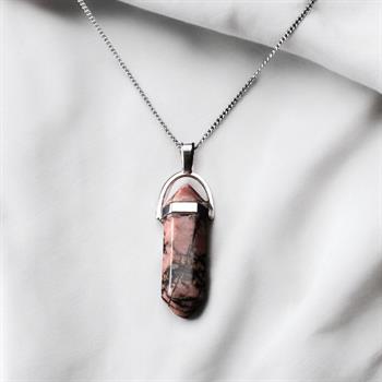 Kalem Kesim Rodonit Taşı Kolye