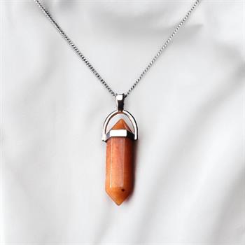 Kalem Kesim Turuncu Aventurin Taşı Kolye