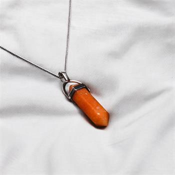 Kalem Kesim Turuncu Aventurin Taşı Kolye
