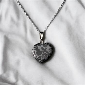 Kalp Kesim Benekli Opsidyen Taşı Kolye