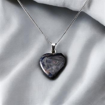 Kalp Kesim Sodalit Taşı Kolye