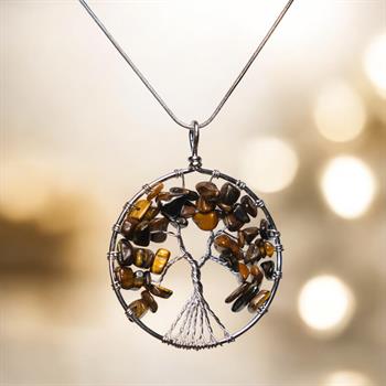 Kaplan Gözü Taşı Hayat Ağacı Kolye