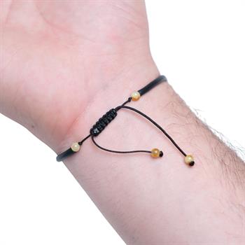 Kehribar Taşlı Deri Bileklik