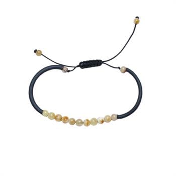 Kehribar Taşlı Deri Bileklik