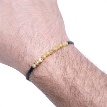 Kehribar Taşlı Deri Bileklik