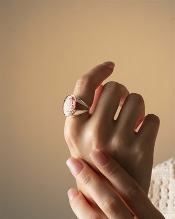 Kelime-i Tevhid Yazılı Akik Taşlı 925 Ayar Gümüş Yüzük