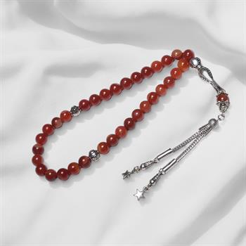 Kırmızı Akik Taşı Tesbih