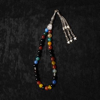 Küre Kesim Renkli Akik Taşı Tesbih