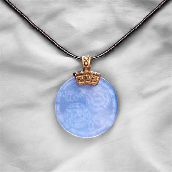 Mavi Dualı Yuvarlak Akik Taşı Kolye 