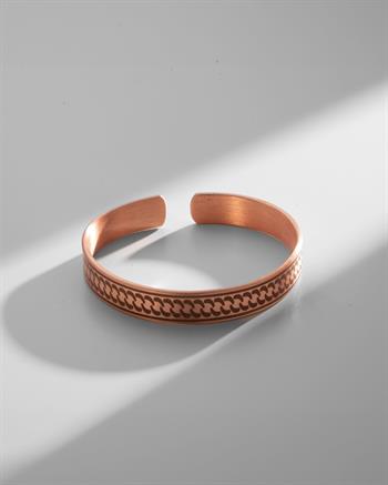 Medusa İşlemeli ve Dua Yazılı Bakır Bilezik (Zeolit Taşı)