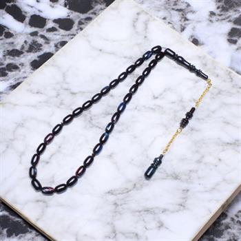 Mor Yeşil Parlak Hareli Kapsül Kesim Katalin Tesbih (12x7 mm)