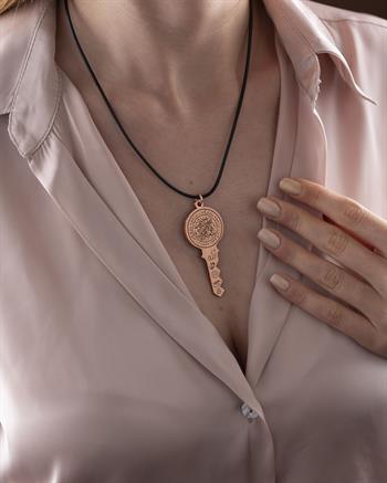 Mührü Süleyman Anahtar Tasarımlı Bakır Kolye