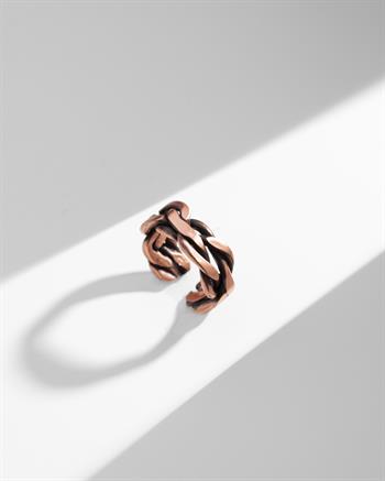 Örgü Zincir Bakır Bilezik & Yüzük Seti