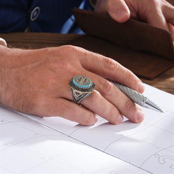 Özel Tevhid Nakışlı Söz Gümüş Yüzük