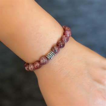 Pembe Kuvars Çilek Taş Bileklik