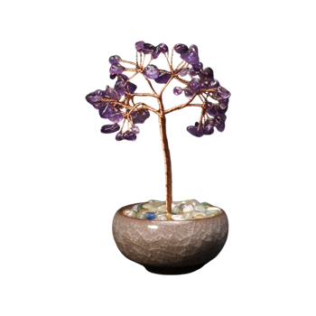 Seramik Kase İçerisinde Ametist Hayat Ağacı