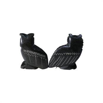 Serpantin Taşından El Yapımı Baykuş Heykel Çifti