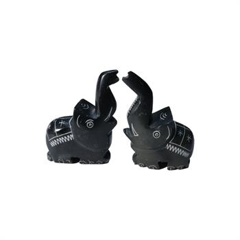 Serpantin Taşından El Yapımı Fil Heykel Çifti