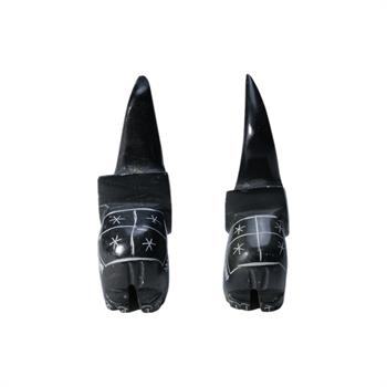 Serpantin Taşından El Yapımı Fil Heykel Çifti