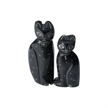 Serpantin Taşından El Yapımı Kedi Heykel Çifti