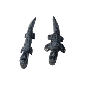 Serpantin Taşından El Yapımı Timsah Heykel Çifti  (El İşçiliği)