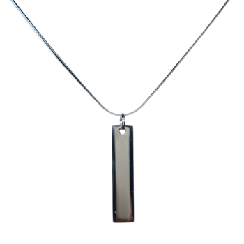 Silver Renk Blok Çelik Kolye