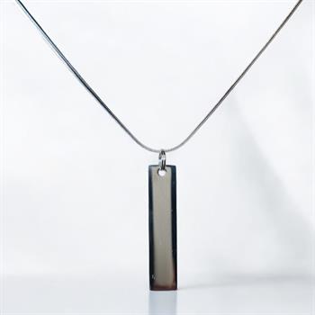 Silver Renk Blok Çelik Kolye